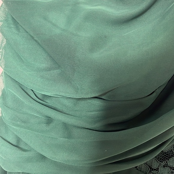 David's Bridal Green One Shoulder Lace Maxi Bridesmaid Dress Women Size 10 - Picture 6 of 8